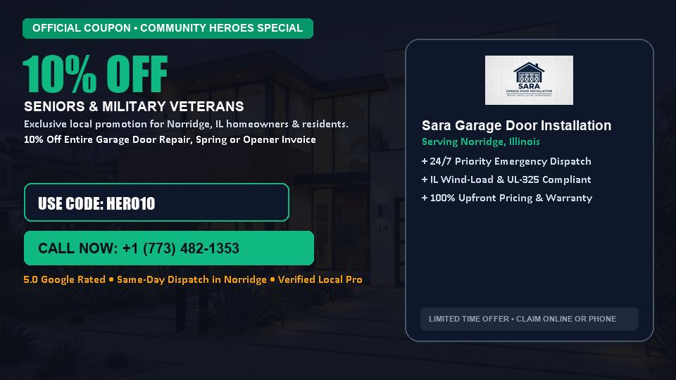 Sara Garage Door Installation 10% OFF Seniors & Military Veterans